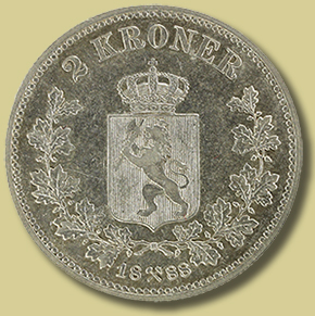 sølv tokrone 1888