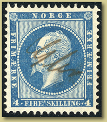 4 skilling oscar dampskipsstempel "GLER"
