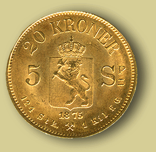20 kroner gullmynt 1875