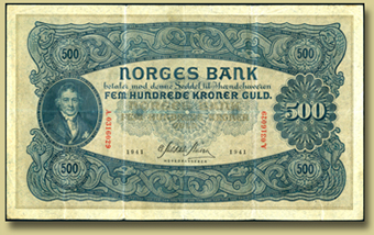 500 kroner 1941, serie A.0316029. 1/1-	